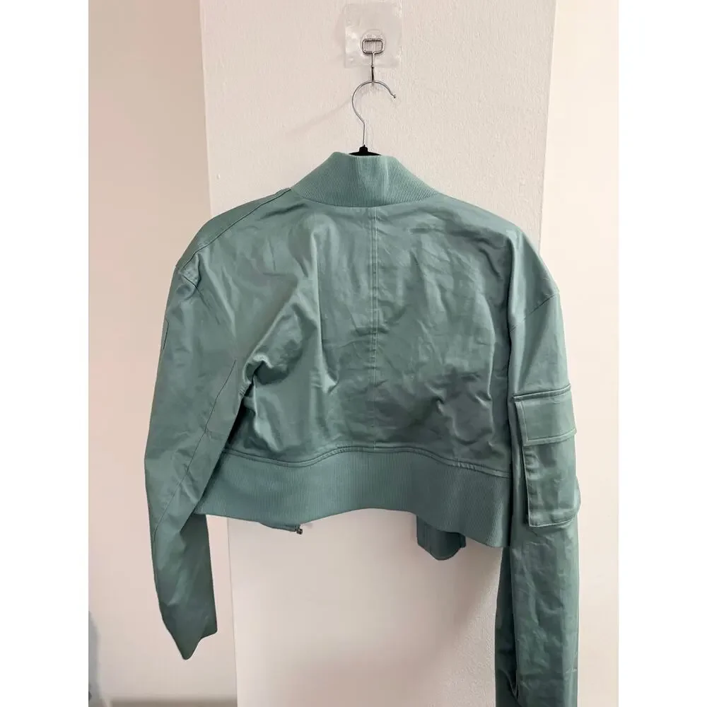 LIKE NEW Alo Yoga Night Out Cargo Jacket Coat Cropped Botanical Green